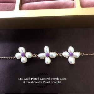 COPY - - 14K Gold plated Mica& Fresh water pearl Br…